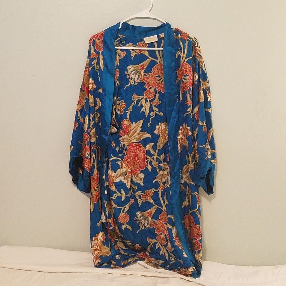 Blue/Floral Satin Victoria Secret Robe